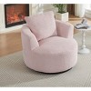 Lyngins Compressible Swivel Accent Chair with Wood Base,Upholstered Swivel Living Room Chair with Armrest,Faux Fur Sofa Chair for Bedroom - 2 of 4