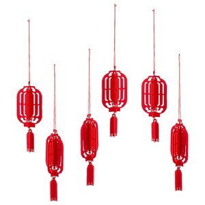Fun Express 11" Lunar New Year Red Felt Hanging Lantern Set - 6 Pc. - 1 of 1