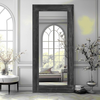 Lirago Distressed Solid Wood Wall Mirror Farmhouse/Rustic/Retro Mirror 71*31 Antique Brown