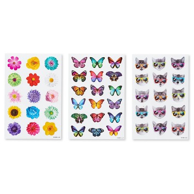 162ct Butterfly, Cats, and Flowers Stickers: Carlton Cards Scrapbook & Stich Stickers, 10 Sheets, Back-To-School, Birthday