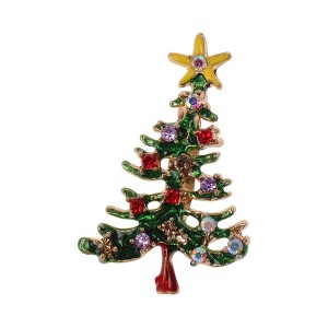 Unique Bargains Christmas Brooches YNCP1318 Christmas Tree Red Alloy Dripping Wax 1.3"x1.89" 1 Pc - 1 of 4