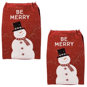 28.0 Inch Be Merry Set/2 Kitchen Towels Snowman Kitchen Towel - 1 of 3