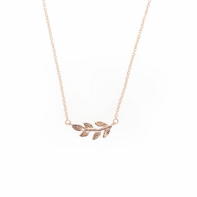 Sanctuary Project Dainty Olive Branch Necklace Rose Gold