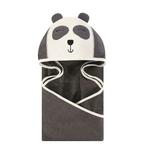 Hudson Baby Infant Cotton Animal Face Hooded Towel, Modern Panda, One Size - 1 of 1