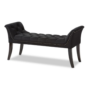 Chandelle Luxe and Contemporary Velvet Upholstered Bench Black - Baxton Studio - 1 of 4