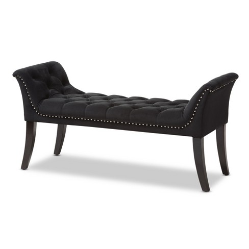 Chandelle Luxe And Contemporary Velvet Upholstered Bench Black