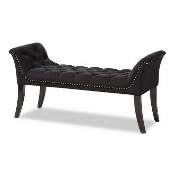 Chandelle Luxe and Contemporary Velvet Upholstered Bench Black - Baxton Studio