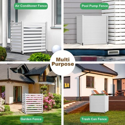 LOVMOR 38"W X 42"H Air Conditioner Fence Panels, 2 Panels Privacy Fence for Outside Privacy Screens Trash Can Enclosure with Metal Stake,Trash Can Screen Fence Pool Equipment Fence, Wood