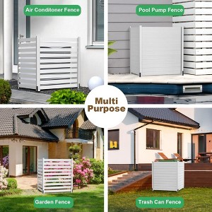 LOVMOR 38"W X 42"H Air Conditioner Fence Panels, 2 Panels Privacy Fence for Outside Privacy Screens Trash Can Enclosure with Metal Stake,Trash Can Screen Fence Pool Equipment Fence, Wood - 1 of 4