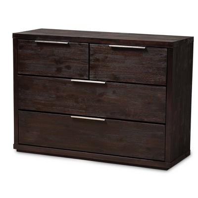 Titus Wood 4 Drawer Dresser Dark Brown - Baxton Studio