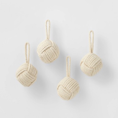 4ct Knot Christmas Ornament Set Cream - Wondershop™