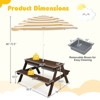 Costway 3-in-1 Kids Picnic Table Wooden Outdoor Sand & Water Table with Umbrella Play Boxes Natural/Blue/Green - 3 of 4