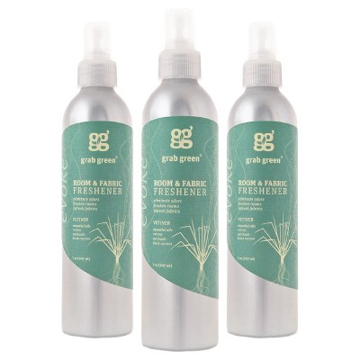 Grab Green Room and Fabric Freshener, 7oz Bottle, Vetiver Scent - 3-pack (21oz Total)
