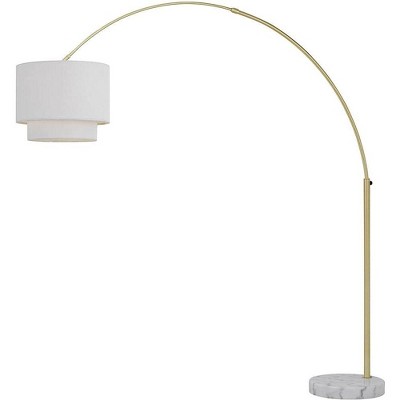 AF Lighting Arched Floor Lamp in Brushed Gold with Fabric Shade