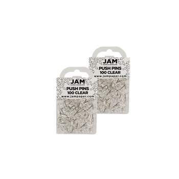 JAM Paper Colored Pushpins Clear Push Pins 2 Packs of 100 222419050A