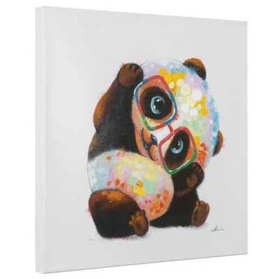 Smarty Panda 24x24 Multicolor Acrylic Canvas Wall Art