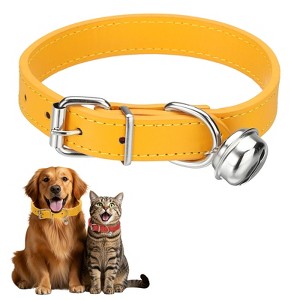 Unique Bargains Dog Collar with Bell Adjustable Buckle PU Leather Dog Collars - 1 of 4