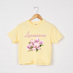 Simply Sage Market Women's Louisiana Flower Colorful Short Sleeve Relaxed Fit Cropped Tee - 1 of 3