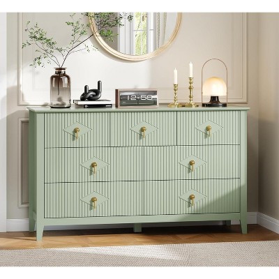 Modern Fluted Dresser, 3/5/6/7 Drawer Wood Dresser for Bedroom, Modern Chest of Drawers, Storage Organizer Cabinet for Living Room, Entryway