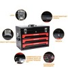 Gulches 20" Portable 3-Drawer Steel Toolbox with Latches, Top Storage Tray, Handle, Multi-Function Tool Storage for Garage, Home, Workbench, Black Red - 2 of 4