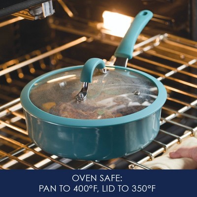 Agave Blue Nonstick Aluminum 3-Quart Saute Pan with Lid
