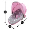 Cotton Candy Pink 3-In-1 Doll Car Seat in Grey Polka Dots, Fits Dolls Up to 18" - 3 of 4
