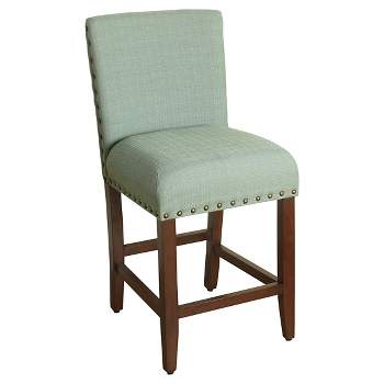 24" Upholstered Counter Height Barstool with Nailheads - HomePop