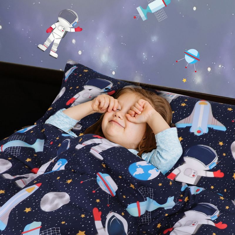 PiccoCasa Space Astronaut Pattern Kids 3 Pcs Comforter & Sham Set, 2 of 6