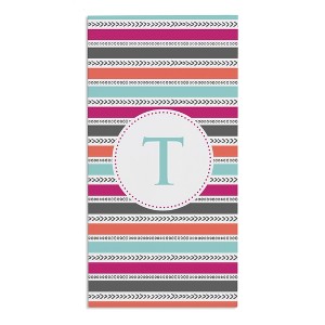 Personalization Mall Hot Pink Pattern Initial Beach Towel - 1 of 2