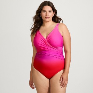 Lands' End Women's SlenderSuit Wrap One Piece Swimsuit - 1 of 4