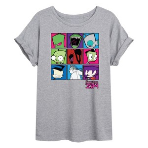 Women's - Invader Zim - Boxed Invader Gir Oversized Graphic T-Shirt - 1 of 4