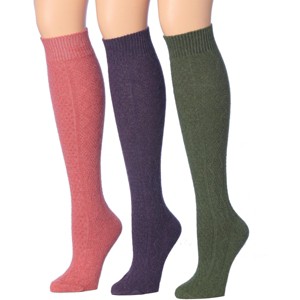 Tipi Toe Womens 3 Pairs Ragg Marled Elegant Colorful Patterns Knee High Wool-Blend Boot Socks - 1 of 1
