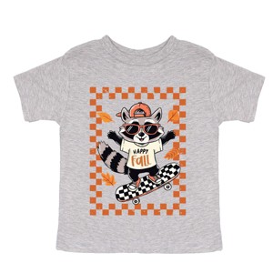 Happy Fall Racoon Skater - Youth Short Sleeve Graphic T-Shirt and Toddler Short Sleeve Graphic T-Shirt - 1 of 4