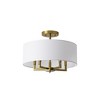 Rennnsan Brooklyn 19.8 in. 5-Light Modern Farmhouse Brushed Brass Drum Semi-Flush Mount Light with White Fabric Shade - 4 of 4