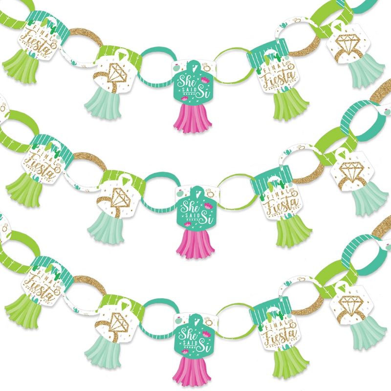 Big Dot of Happiness Final Fiesta - 90 Chain Links and 30 Paper Tassels Decoration Kit - Last Fiesta Bachelorette Party Paper Chains Garland - 21 feet, 1 of 8