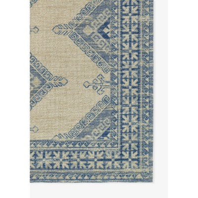 Ivory and Blue Medallion Wool Blend Area Rug 2' x 3'