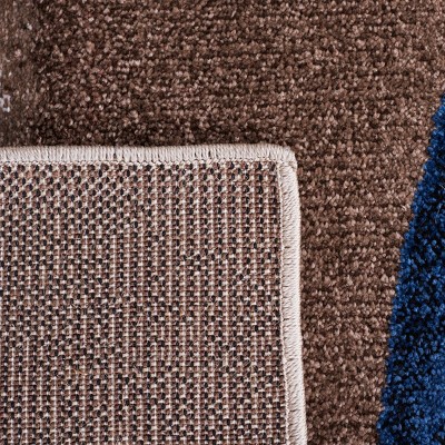 Beige and Blue Rectangular Stain-Resistant Synthetic Area Rug