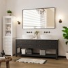 Black Black Metal Framed Bathroom Mirror for Over Sink 60  36" Vanity Rounded Rectangle Wall Mirror Wall Mounted Home Decor (Hangs Horizontally or Ve - 3 of 4
