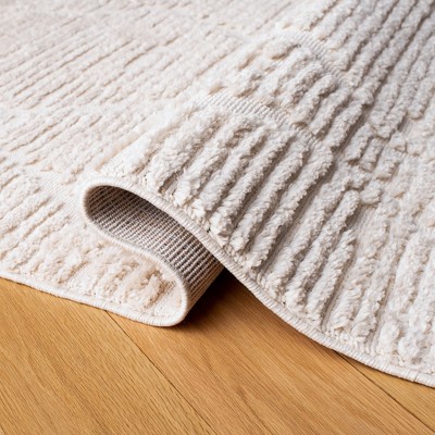 Beige Diamond Pattern Hand-Knotted Synthetic 4' x 6' Rug