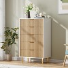 Fluted Wood Dresser for Bedroom with 5 Drawers, 29.5" Wide Large Modern Chest of Drawers, White Dresser with Gold Handle, Wooden Drawers Organizer - 4 of 4