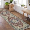 2x6 Entryway Runner Rug, Washable Ultra-Thin Non-Slip Vintage Farmhouse Accent Carpet, Indoor Floor Mat for Hallway, Kitchen, Bathroom, Laundry, Red - 2 of 4