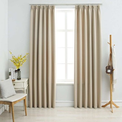 Aghana Digitals 2-Pack Beige Polyester Blackout Curtains 55.1x88.6" with Metal Hooks for