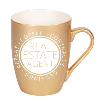 Elanze Designs Coffee Contracts Closings Real Estate Agents Vegas Gold 10 ounce New Bone China Coffee Cup Mug