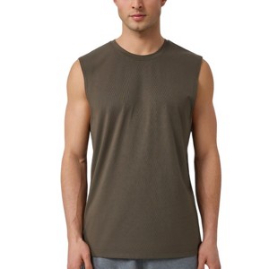Anna-Kaci Active Men's Sleeveless Crew Neck Ribbed Tank Top with Relaxed Fit and Stretch Fabric - 1 of 4