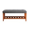 Okak Modern 2-Tier Tufted Button Ottoman Bench Shoe Bench with Open Storage Shelf,Upholstered Storage Bench for Entryway,Living Room - 2 of 4