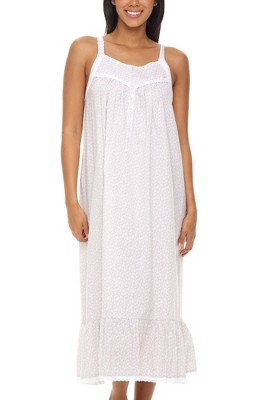 ADR Women's Cotton Victorian Nightgown, Amelia Short Sleeve Lace Trimmed  Button Up Long Night Dress White X Large