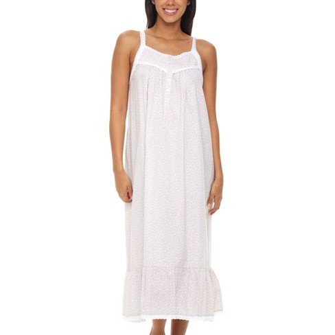 ADR Women's Cotton Victorian Nightgown, Amelia Short Sleeve Lace Trimmed  Button Up Long Night Dress White X Large