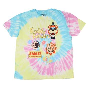 Five Nights at Freddy's Men's Smile We're Always Watching Tie-Dyed T-Shirt Adult