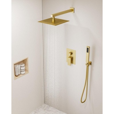 YAWWALK Single-Handle Rain 2-Spray Square 10 in Shower Faucet(Valve Included)