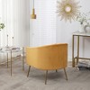 SEYNAR Modern Velvet Accent Chair,Round Upholstered Barrel Chair for Living Room - 3 of 4